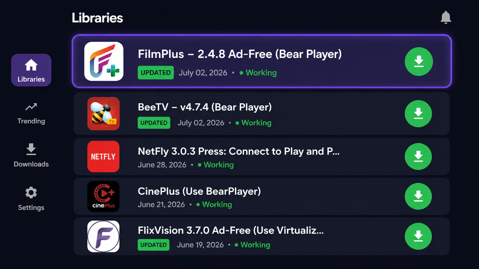 FilmPlus Ad-Free listing inside the LinkDrop collection on Fire TV