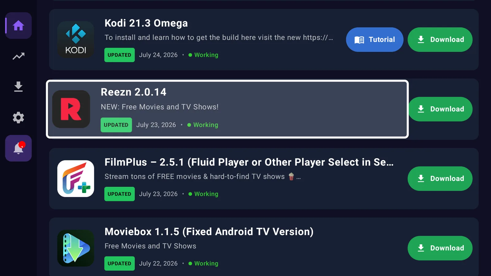 The LinkDrop store on a Fire Stick with Reezn and its Install button visible